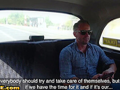Blonde Czech cabbie sucks off her passenger before sex