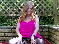 Naughty British Cougar Playing In The Garden - MatureNL