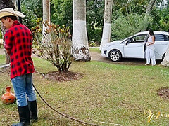 Horny Friends Fuck The Gardener