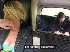 Bigboob euro cabbie sucking passenger after cowgirl sex