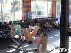 Bella Rose And Piper Perri - Young Spinners Threesome Sex In Private Gym After Fitness