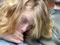 Blonde Teen Sucks Cock In Car