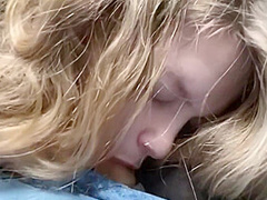 Blonde Teen Sucks Cock In Car