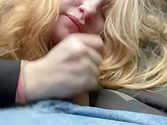 Blonde Teen Sucks Cock In Car