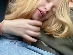 Blonde Teen Sucks Cock In Car