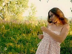 OLD4K. Posh girl came to clearing to be nailed by the older tourist