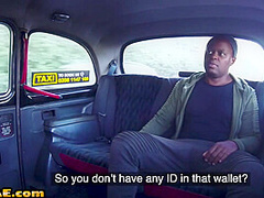 Taxi driving eurobabe rides black cock in both ways