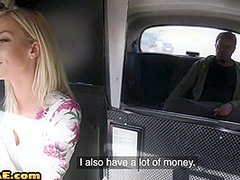 Taxi driving eurobabe rides black cock in both ways