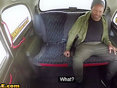 Taxi driving eurobabe rides black cock in both ways