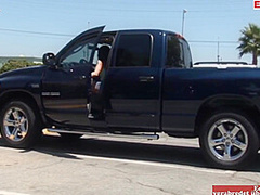 Black Haired Slut With Natural Tits Gets Picked Up By Two Guys For A Spontane