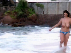 Lina - Cute Amateur With Big Boobs On The Beach