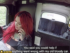 Busty british cabbie gets her pussy nailed by mechanic