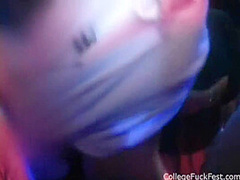 Petite blonde rides college cock at party