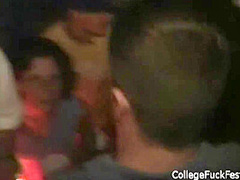 Petite blonde rides college cock at party