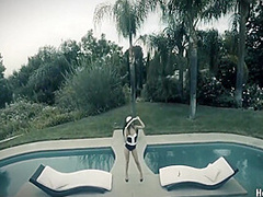All Natural Cutie Sucks That Cock Poolside! With Jillian Janson