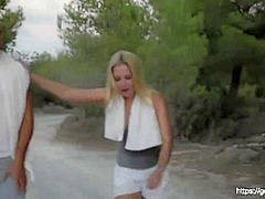 Cute Blonde Gives An Amazing Outdoors Blowjob