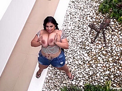 Busty Brunette, Isabella Is Posing Topless On The Beach And