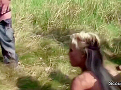Busty Blonde Gang Banged Outdoors