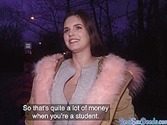 Roundass euro student gets bentover and gives bj for cash