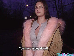 Roundass euro student gets bentover and gives bj for cash