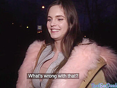 Roundass euro student gets bentover and gives bj for cash