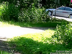 Hot Public Sex In The Forest With Redhead Slut And Creampie Sex