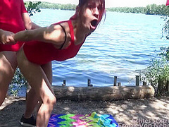 Outdoor Sex On Public Sea With Redhead Bitch No Condom