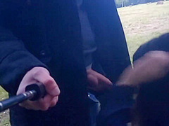 Risky Outdoor Blowjob. We Were Walking In The Park. I Saw A Field. I Decided To Suck A Dick