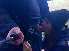 Risky Outdoor Blowjob. We Were Walking In The Park. I Saw A Field. I Decided To Suck A Dick