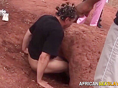 Black ebony submissive whore interracial hardcore outdoors