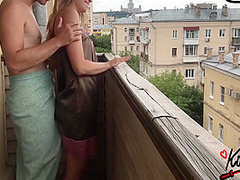 Outdoor Public Sex On The Balcony Standing Doggystyle 9 Min