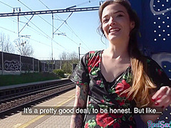 Inked eurobabe pulled and fucked before blowing dick in POV
