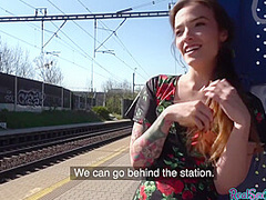 Inked eurobabe pulled and fucked before blowing dick in POV