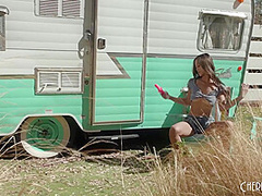 Big Tits Asian Babe Alexia Anders Strips And Masturbates Outside By Fingering Her Pussy