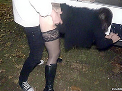 Parking lot fuck slut for lots of random dicks