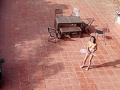 Couple Playing And Fucking In The Courtyard, Outside