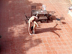 Couple Playing And Fucking In The Courtyard, Outside