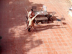 Couple Playing And Fucking In The Courtyard, Outside