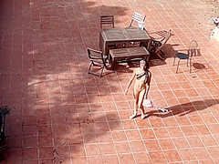 Couple Playing And Fucking In The Courtyard, Outside
