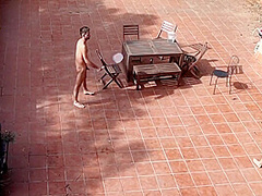 Couple Playing And Fucking In The Courtyard, Outside