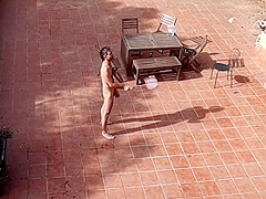 Couple Playing And Fucking In The Courtyard, Outside