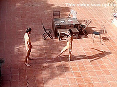 Couple Playing And Fucking In The Courtyard, Outside