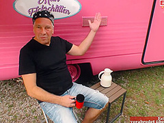 German Amateur In Hot Leopard Dress Tempts To Outdoor Sex