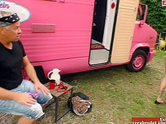 German Amateur In Hot Leopard Dress Tempts To Outdoor Sex