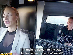Hugetits cabbie pounded from behind after giving blowjob