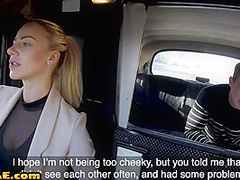 Hugetits cabbie pounded from behind after giving blowjob