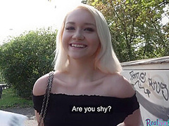 Pulled blonde pussy stuffed from behind before giving head