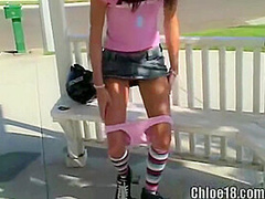 Chloe 18 loves rollerblades and Fingering