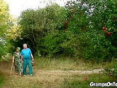 Teen banged in the woods by oldie cock