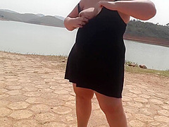 Showing Off At The Dam And Masturbating
